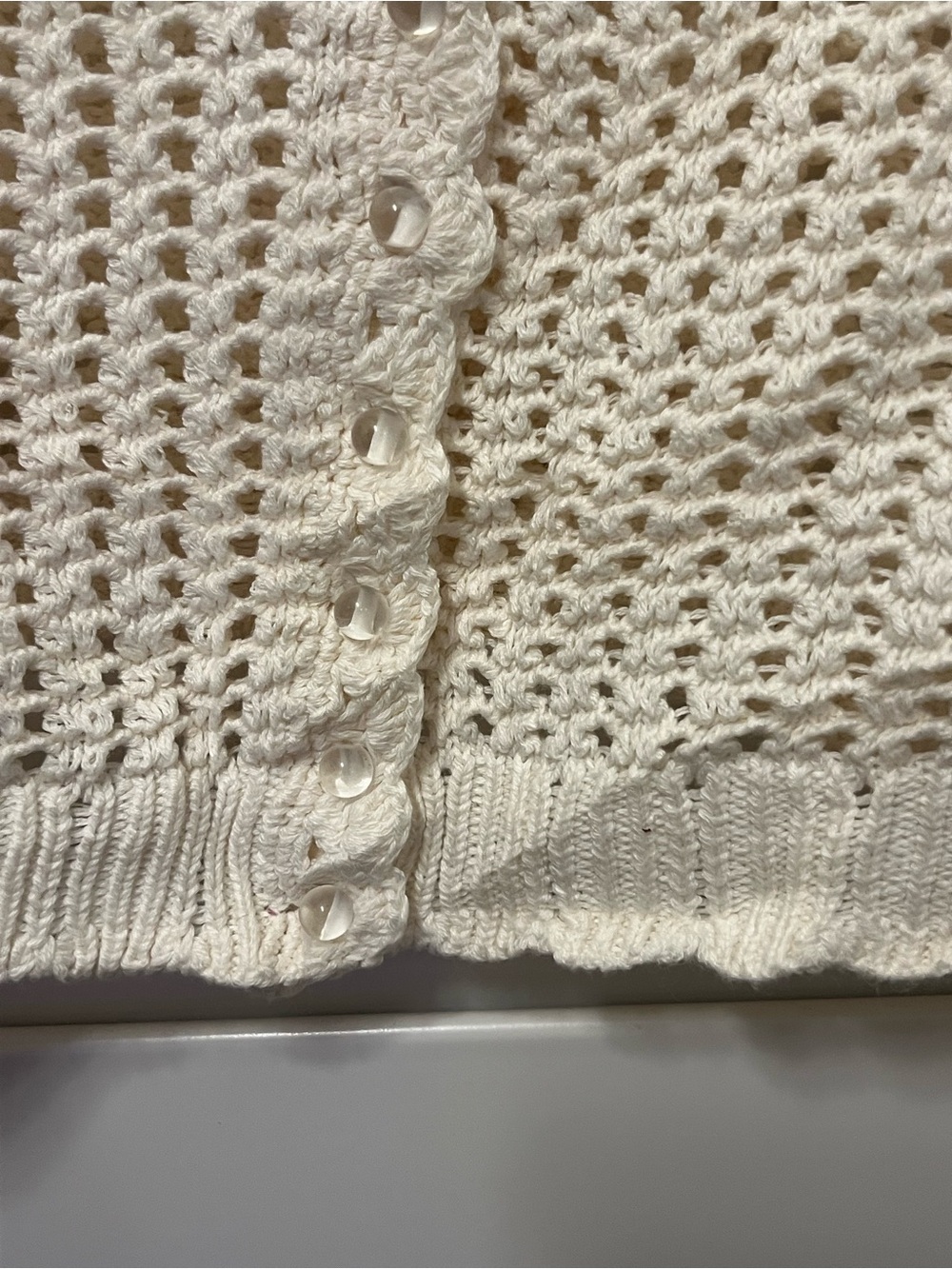 J.Crew Ivory Crochet Button Front Sweater Tank Top Cotton M - Picture 5 of 7